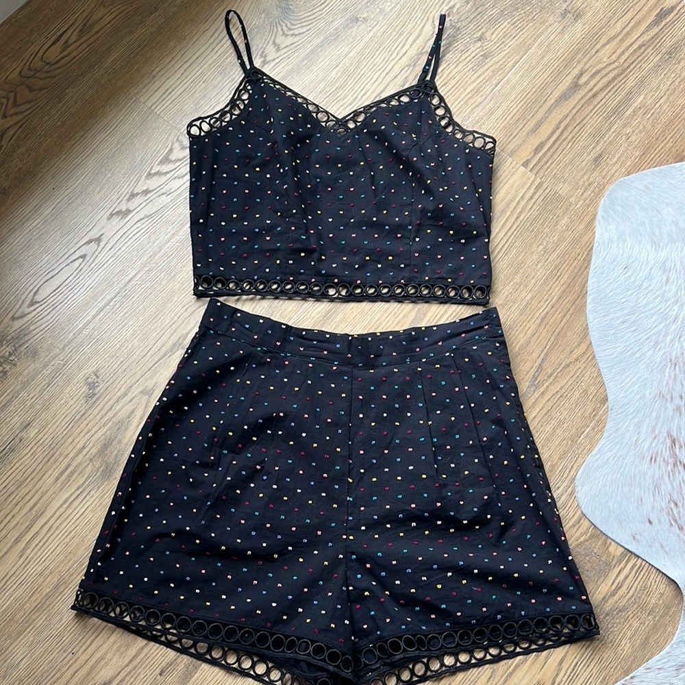 Cenere GB Women's Black Crop-top and shorts set